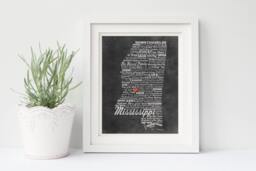 Mississippi State Sign - Personalized -Family Name Mississippi Gift Artwork Wall Decor Ole Miss - thumbnail 1