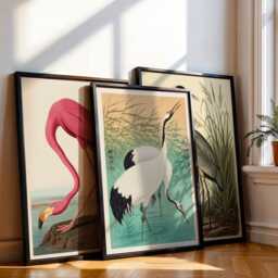 Japanese Crane Print Vintage Red-Crowned Asian Wall Art - thumbnail 3