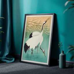 Japanese Crane Print Vintage Red-Crowned Asian Wall Art - thumbnail 2
