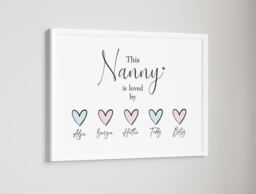 Personalised Family Nanny Nana Grandchildren Print - Up To 14 Children Unframed - thumbnail 1
