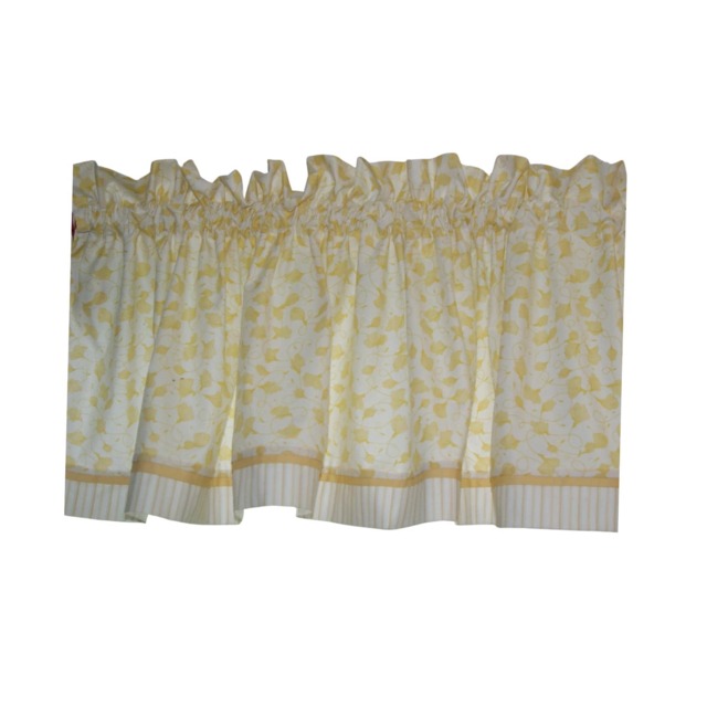 Yellow Floral Valance 17x44 - Magic Garden By Sabine Reinhart White Gold Window Curtain Handmade Rod Pocket Can Alter Custom - image 1