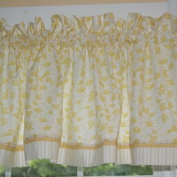 Yellow Floral Valance 17x44 - Magic Garden By Sabine Reinhart White Gold Window Curtain Handmade Rod Pocket Can Alter Custom - thumbnail 2