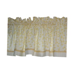 Yellow Floral Valance 17x44 - Magic Garden By Sabine Reinhart White Gold Window Curtain Handmade Rod Pocket Can Alter Custom