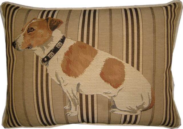 Jack Russell Sitting Stripe Oblong Tapestry Cushion Pillow Cover - image 1