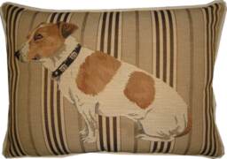 Jack Russell Sitting Stripe Oblong Tapestry Cushion Pillow Cover - thumbnail 1