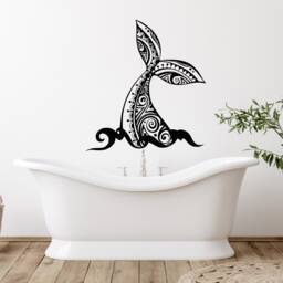 Whale Tail Wall Decal Bathroom, Nautical Decor Bedroom Living Room, Underwater Ocean World Sticker, Nursery Kids Room Art S281 - thumbnail 2