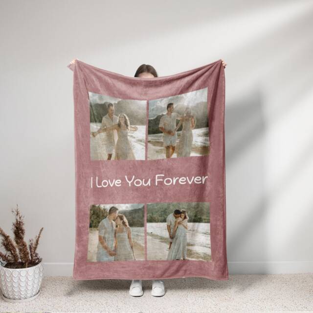 Personalized Photo Blanket, Custom Picture Blanket With Text, Family Collage, For Adult/Kid/Baby, Valentine's Day Present - image 1
