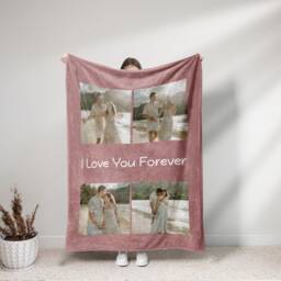 Personalized Photo Blanket, Custom Picture Blanket With Text, Family Collage, For Adult/Kid/Baby, Valentine's Day Present - thumbnail 1