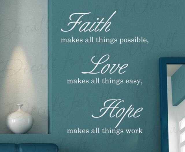 Faith Makes All Thing Possible Love Easy Work Hope Inspirational Home Religious God Bible Vinyl Wall Decal Quote Decor Sticker Art R32 - image 1