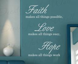 Faith Makes All Thing Possible Love Easy Work Hope Inspirational Home Religious God Bible Vinyl Wall Decal Quote Decor Sticker Art R32 - thumbnail 1
