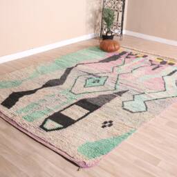 Authentic Boujaad Rug, Green Moroccan Rug 6x9 Ft - thumbnail 3
