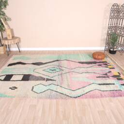 Authentic Boujaad Rug, Green Moroccan Rug 6x9 Ft - thumbnail 2