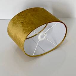 New Luxury High Quality Mustard Gold Velvet Fabric Lamp Shade Oval Shape - thumbnail 3