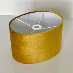 New Luxury High Quality Mustard Gold Velvet Fabric Lamp Shade Oval Shape - thumbnail 2