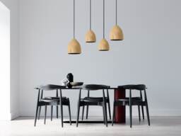 Wood Pendant Light, Modern Ceiling Light For Dining Room, Farmhouse Natural Chandelier, Scandinavian Lamp Shade - thumbnail 1