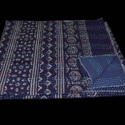 Handblock Ajrak Quality Quilt Blanket Queen/King Size Kantha Indian Cotton Hand Stitched Bedspread Bohemian - thumbnail 2