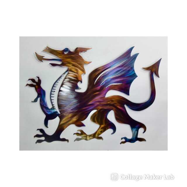 Welsh Dragon Rainbow Metal Wall Art Gift Y Ddraig Goch Cymru Flag Decor Wales Present Memorial Celtic Plaque Christmas 40cm - image 1