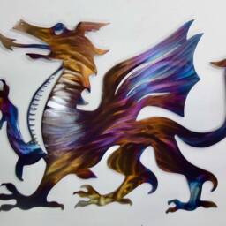 Welsh Dragon Rainbow Metal Wall Art Gift Y Ddraig Goch Cymru Flag Decor Wales Present Memorial Celtic Plaque Christmas 40cm - thumbnail 3