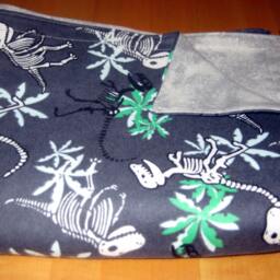Charcoal Grey Fossil Dinosaur Skeleton Flannel Snuggle Baby Or Toddler Blanket - thumbnail 3