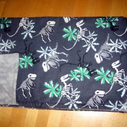 Charcoal Grey Fossil Dinosaur Skeleton Flannel Snuggle Baby Or Toddler Blanket - thumbnail 2