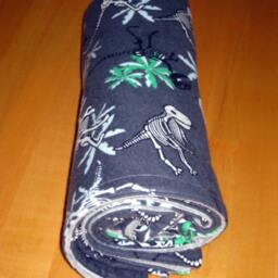 Charcoal Grey Fossil Dinosaur Skeleton Flannel Snuggle Baby Or Toddler Blanket - thumbnail 4