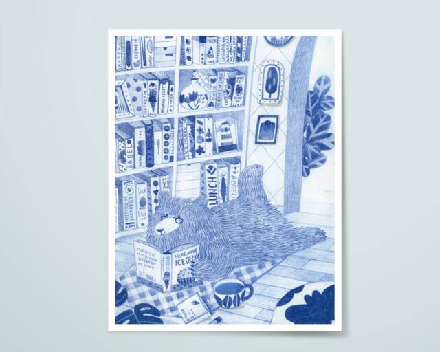 Blue The Bear - Perfect Weekend. Archival Art Print. 8.5 X 11 - image 1