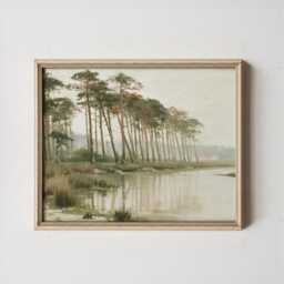 Pine River Poster, Forest Landscape Print, Nature Wall Art, Paper - thumbnail 3