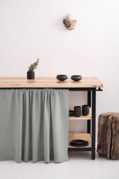 Kitchen Cupboard Farmhouse Drapes, Bookshelf Valances, Stone Washed Linen Curtains For Kitchen Shelf - thumbnail 1