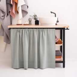 Kitchen Cupboard Farmhouse Drapes, Bookshelf Valances, Stone Washed Linen Curtains For Kitchen Shelf - thumbnail 2