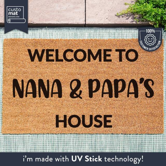 Welcome To Nana & Papa's House - Personalized Family Doormat Custom Coir Door Mat Housewarming Gift For Grandparents Idea - image 1