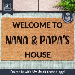 Welcome To Nana & Papa's House - Personalized Family Doormat Custom Coir Door Mat Housewarming Gift For Grandparents Idea - thumbnail 1