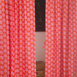 Colorful Indian Bandhani Print Red & Yellow Curtain, Fabric Drapes, Semi Sheer Lightweight Cotton Can Be Custom Made - thumbnail 3