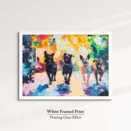 Colorful Dogs Walking Canvas Art - Vibrant Abstract Pet Wall Decor Modern Splash Painting For Dog Lovers Bold & Playful Home Gift - thumbnail 3