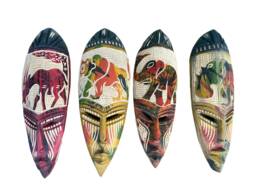 Hand Carved African Mask - Safari Animal Wall Hanging, Ghana - thumbnail 1