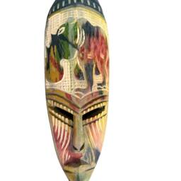 Hand Carved African Mask - Safari Animal Wall Hanging, Ghana - thumbnail 3
