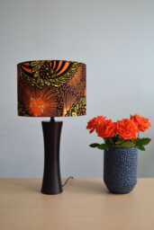 African Wax Fabric Lampshade, Mustard Orange, Table Lamp, Pendant Light, Fabric, Orange Outtard, Lighting - thumbnail 1