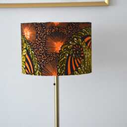 African Wax Fabric Lampshade, Mustard Orange, Table Lamp, Pendant Light, Fabric, Orange Outtard, Lighting - thumbnail 3