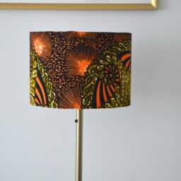 African Wax Fabric Lampshade, Mustard Orange, Table Lamp, Pendant Light, Fabric, Orange Outtard, Lighting - thumbnail 2