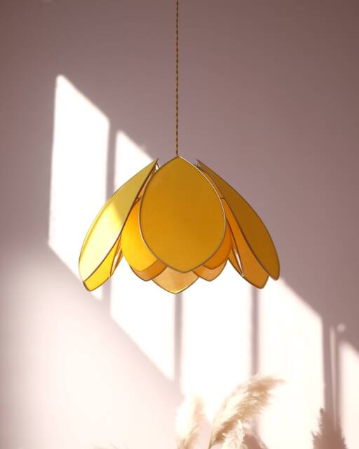 Double Flower Pendant Light - Mimosa & Gold - image 1