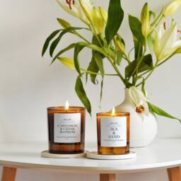 Wood Wick Candle Cardamon&cedar Blossom 20Cl/30Cl Amber Refillable Glass Jars Perfect Gift For Her Birthday Christmas Autumn - thumbnail 3