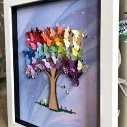 The Rainbow Butterfly Tree, Wall Decor, Paper Butterflies Art, Theme Tree Art Gift, Framed Gift - thumbnail 2