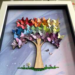 The Rainbow Butterfly Tree, Wall Decor, Paper Butterflies Art, Theme Tree Art Gift, Framed Gift - thumbnail 3