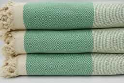 "Green Blanket, Diamond Throws, Bed Cover, 79""x95"