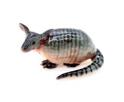 Miniature Ceramic Armadillo Little Grey Pink Animal Figurine Tail Statue Small Decoration Hand Painted Tiny Figure Collectible - thumbnail 1