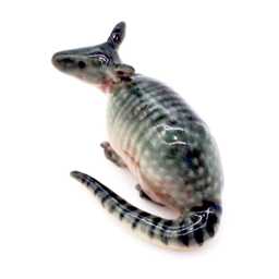 Miniature Ceramic Armadillo Little Grey Pink Animal Figurine Tail Statue Small Decoration Hand Painted Tiny Figure Collectible - thumbnail 3