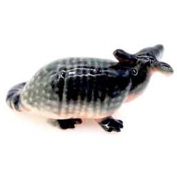 Miniature Ceramic Armadillo Little Grey Pink Animal Figurine Tail Statue Small Decoration Hand Painted Tiny Figure Collectible - thumbnail 2