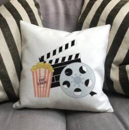 Personalised Film Night Country Canvas Cushion - Customised Linen Cover With Inner Filler Date Gift Movie - thumbnail 3