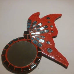 Red & Silver Butterfly Mosaic Mirror