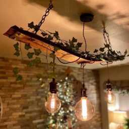 Scottish Whisky Barrel Stave Pendant Light, Rustic Oak Beam Ceiling Kitchen Island Lighting - thumbnail 2
