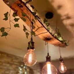 Scottish Whisky Barrel Stave Pendant Light, Rustic Oak Beam Ceiling Kitchen Island Lighting - thumbnail 3